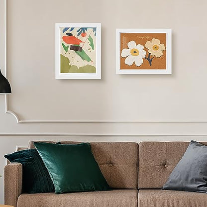 Shadow Box Frame 8x10 - 3 Pack Wood Deep Shadowbox with Glass Shadow Boxes Display Cases Suitable for Photos, Dried Flowers, Handicrafts Picture Frames for Wall (White) - size: 8x10-3pcs-white