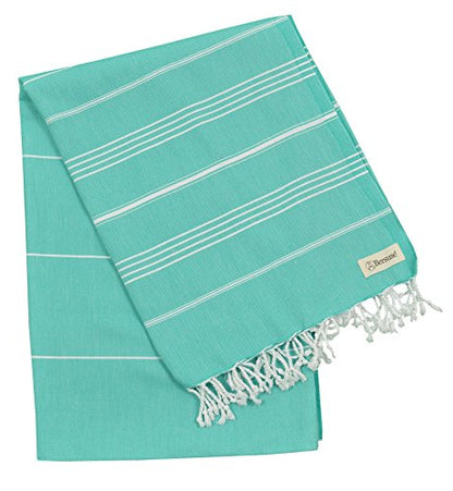 Bersuse Towels Anatolia XL Beach Blanket Throw Blanket Turkish Towel 100% Cotton Extra-Large Quick-Dry Lightweight Premium Peshtemal Towel - 61x82 Inches, Mint Green - color: Mint Green