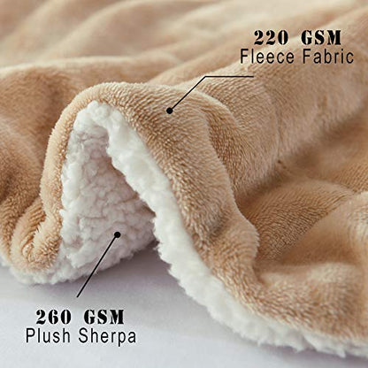 NANPIPER Throw Blanket Reversible Sherpa Flannel Super Soft Fuzzy Plush Fleece Microfiber for Bed/Couch (60"x80",Beige) - color: New Beige, size: Twin