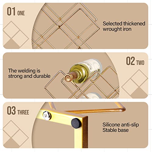 Countertop Wine Rack - 10 Bottle Freestanding Modern Gold Metal Small Wine Rack - Tabletop Wine Holder Stand for Cabinet, Pantry, Wine Bottle Storage… - color: B-gold 10btl