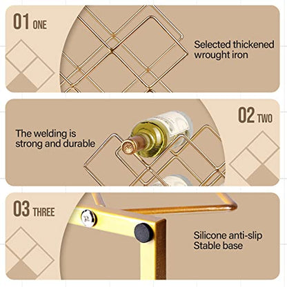 Countertop Wine Rack - 10 Bottle Freestanding Modern Gold Metal Small Wine Rack - Tabletop Wine Holder Stand for Cabinet, Pantry, Wine Bottle Storage… - color: B-gold 10btl