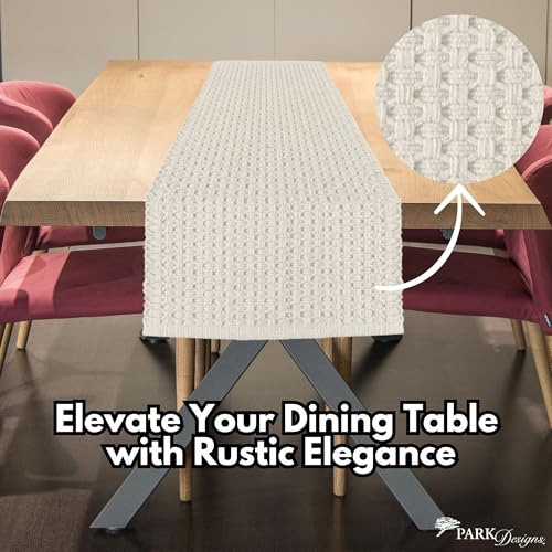 Park Designs Chadwick Table Runner 13" x 36", Cream | Hand-Loomed Yarn | Textured Woven Pattern | Neutral Everyday Farmhouse Table Decor Accent - color: Cream