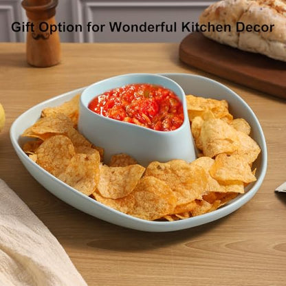 Chip and Dip Serving Set Bowl Cowboy Hat Chips and Salsa Serving Dish Blue - color: Pure blue