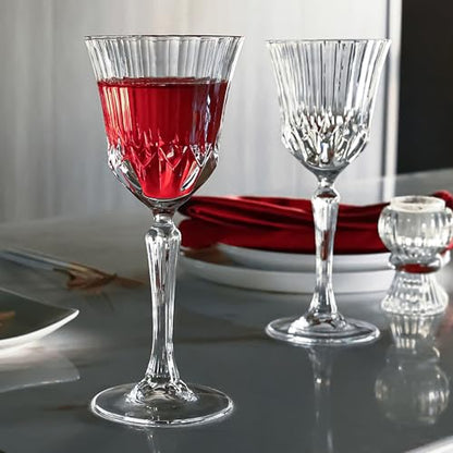 Vintage Wine Glasses Set of 12, 7 oz Wine Glasses for Red White Wine | Durable Stemmed Glassware Set for Parties, Weddings and Home