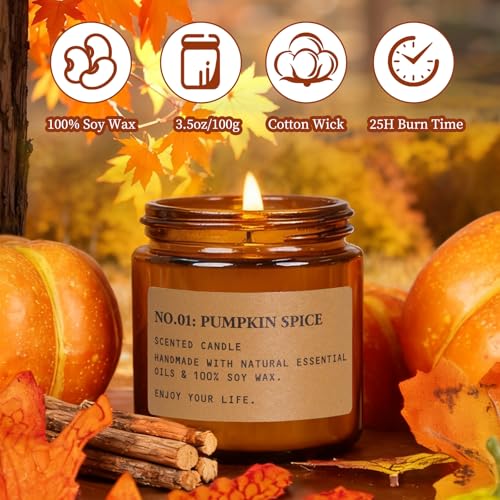 Candles for Home Scented, 6 x 3.5 oz Soy Wax & 150 Hours Long Lasting Fall Candles, Gifts for Women Birthday Thanksgiving Day Merry Christmas - color: 6 Pack Fall Candles