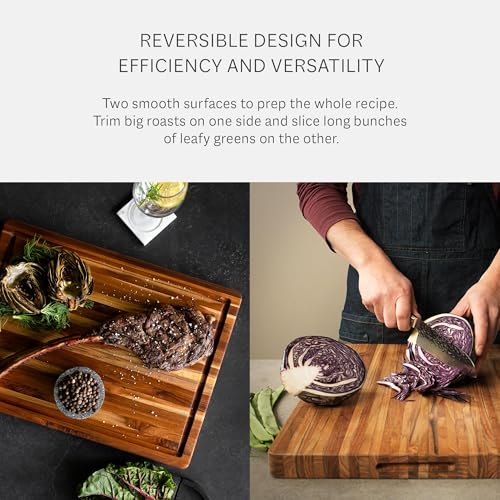 Teakhaus Carving Board with Juice Groove - Small (S) Teak Wood Cutting Board 14”L x 10”W x 1” Thick - Lightweight, Sustainably Harvested & FSC Certified - Knife Friendly with Beeswax Oil Finish - color: Cutting Board Only, size: Small (14 inch x 10 inch x