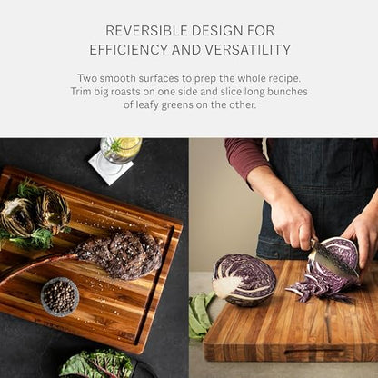 Teakhaus Carving Board with Juice Groove - Large (L) Teak Wood Cutting Board 20”L x 15”W x 1.5” Thick - Sustainably Harvested & FSC Certified - Knife Friendly with Beeswax Oil Finish - color: Cutting Board Only, size: Large (20 inch x 15 inch x 1.5 inch)