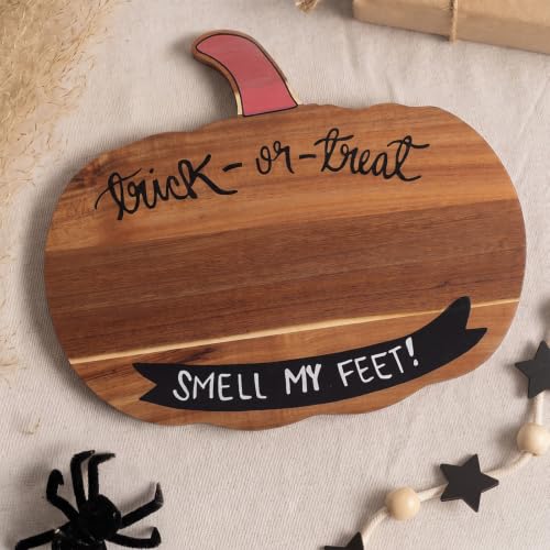 Baby First Halloween DIY Pumpkin Cutting Board | Trick or Treat Smell My Feet Halloween Footprint DIY Tray Ghost Footprint Pumpkin Cutting Board with 12 Color Paints Brushes - style: Halloween Ghosty Toes