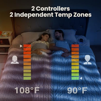 Bearhug Electric Blanket King Size 100" x 90" Dual Controllers Heated Blanket, 10 Heat Settings, 1-12 Hour Auto Shut-Off, Faux Fur & Sherpa Dual-Sided, Machine Washable, Gift-Ready Elegant Packaging - color: Silver Shade Gradient Stripe, size: King Size 1