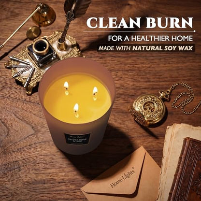 HomeLights Scented Candles | Large Jar Candle-33.3 Oz. Natural Soy Aromatherapy Candles | Up to 130 Hours Burn Time with 3 Cotton Wicks, Home Decorative Fragrance Candles Gift - Velvet Rose Oud - color: Velvet Rose Oud