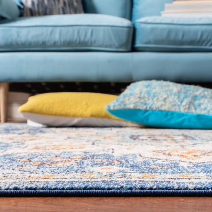 SAFAVIEH Madison Collection Area Rug - 2'2" x 4', Blue & Light Blue, Boho Chic Distressed Medallion Design, Non-Shedding & Easy to Clean, Ideal for Living Room, Bedroom, Dining Space (MAD473M) - color: Blue/Light Blue, size: 2'2" x 4' (Rectangular)