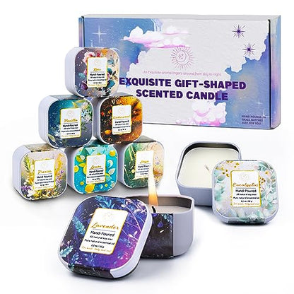 Premium 8-Pack Organic Aromatherapy Candles, Hand-Poured Soy Wax Jars, Natural Fragrance for Home Décor, Housewarming, Birthdays, and Relaxing Evenings