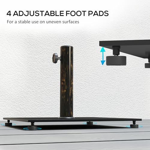 Outsunny Flat Patio Umbrella Base 29 lbs for 1.5"/1.9" Poles Bronze | Square Metal Patio Umbrella Stand Base Holder, Adjustable Foot Pads, Heavy Duty, Outdoor Lawn Poolside - color: Bronze