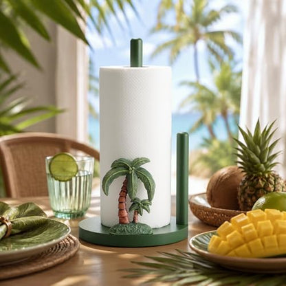 Palm Tree Paper Towel Holder Resin Coconut Tree Kitchen Decor Countertop Toilet Paper Towel Stand 12.5 Inch Green Decorative Tropical Gifts for Coastal Kitchen, Beach House, Home Decor - style: Coconut Tree