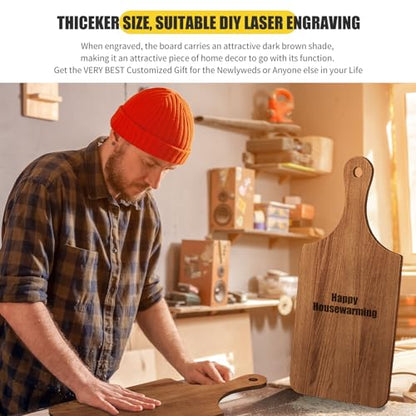 Zubebe 12 Pcs 11 x 5 Inch Acacia Wood Cutting Board with Handle | Charcuterie Board for Laser Engraving, Serving Chopping Board with Handle for Wedding Housewarming Mom Christmas Gift - size: 11"L x 5"W