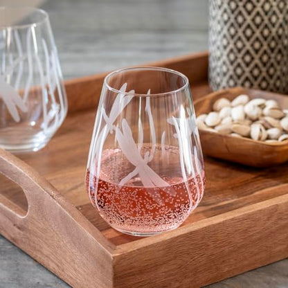Rolf Glass Dragonfly Stemless Wine Glass 18oz - Set of 4 Tumbler Wine Glasses - Lead-Free Glass - Etched Stemless Wine Glasses - Made in the USA - A Classic - color: Stemless 4 Set