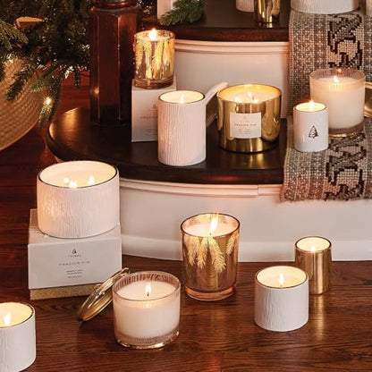 Thymes Frasier Fir Candle, Gilded Collection, Wood Grain Ceramic Design with 24-Karate Gold Rim, Mountain Fresh Fragrance, Elegant Winter Scents - Gifts for Women and Men (Petite, 6 Oz) - size: 6 oz