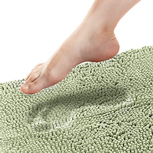 Bathroom Rugs, Extra-Thick Memory Foam Bath Mat, Ultra-Soft Chenille Microfiber, Highly Absorbent, Machine Washable, Shaggy Bath Mats for Bathroom, Non-Slip (27"x47") Sage Green - color: Sage Green, size: 2'3" x 3'11" (Rectangular)