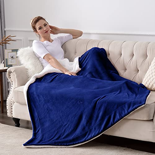 Sherpa Fleece Throw Blanket, Blue, 50x60 inches | Double-Sided Super Soft Luxurious Plush Blanket Throw Size - color: Blue, size: 50"×60"