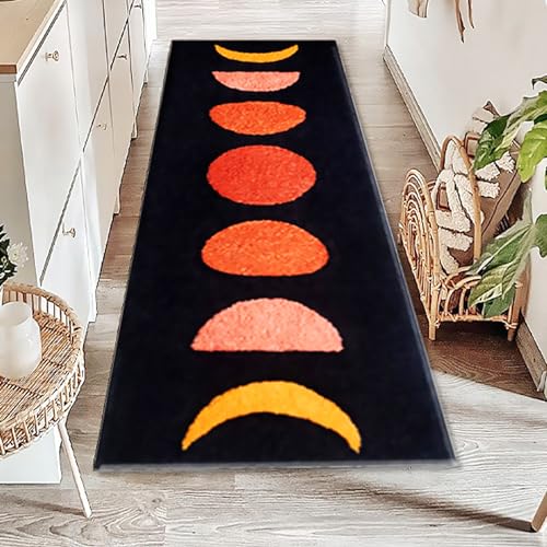 Boho Bathroom Rugs Runner 60x20 Inch Long Non Slip Bohemian Area Runner Rug for Bathroom Bedroom Hallway Kitchen Laundry, Washable Accent Bedside Rug, Living Room Runner Rug, Black - color: G Bohemian