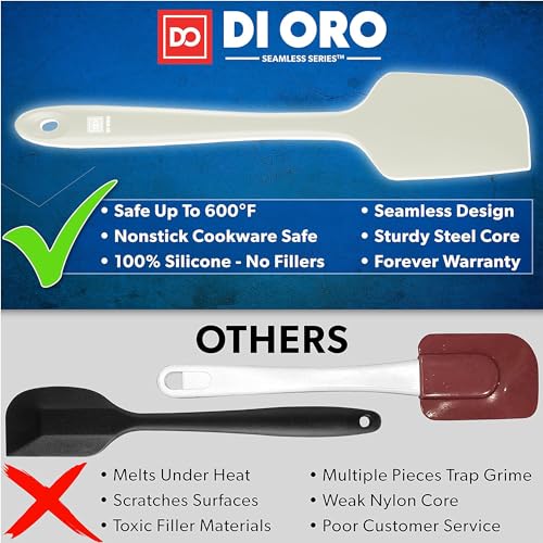 DI ORO Silicone Spatula Set - 600F Heat Resistant, 3-Pc Pastel | Rubber scraper won't scratch nonstick pans; For baking, cooking, mixing, and frosting; BPA-free and dishwasher safe - color: Pastel
