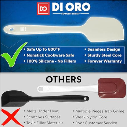 DI ORO Silicone Spatula Set - 600F Heat Resistant, 3-Pc Pastel | Rubber scraper won't scratch nonstick pans; For baking, cooking, mixing, and frosting; BPA-free and dishwasher safe - color: Pastel
