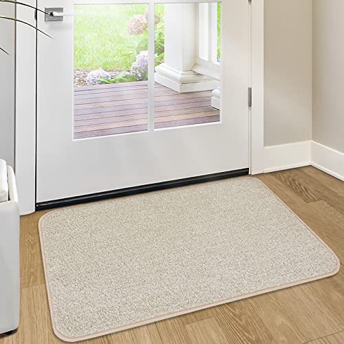 Dirt Trapper Front Back Door Mat, Stain and Fade Resistant, Non-Slip Low-Profile Floor Mats, Absorbent, Easy Clean Patio Entrance Doormat, 20" x 30", Beige - color: Beige, size: 20 x 30 Inches