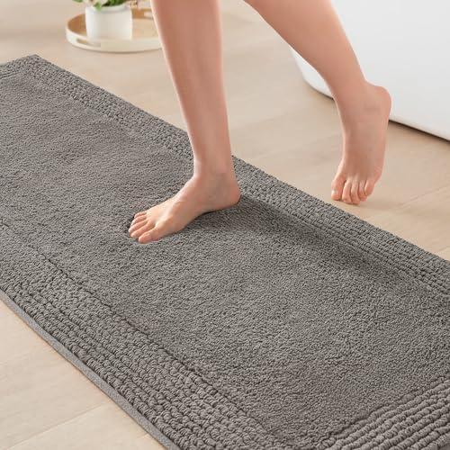 Madison Park Splendor Reversible 100% Cotton Bath Runner 24 x 72, Charcoal | Tufted Bathroom Rug, 3000 GSM, Hotel Quality, Luxurious Plush, Medium Pile, Absorbent, Quick Dry, OEKO-TEX, Shower Room Décor - color: Charcoal, size: 2' x 6' (Rectangular)