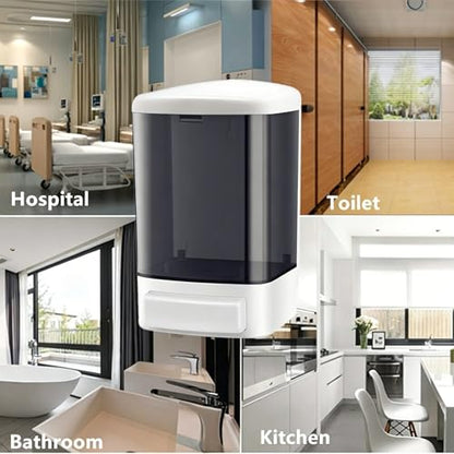 6-Pack Soap Dispenser Wall Mount 1000ml (33.8oz) –Commercial Heavy-Duty Plastic Liquid Dispenser for Soap,Shampoo, Hand Sanitizer– Manual Pump for Bathroom, Kitchen, Restaurant,Hotel (1000ml) - size: 6Pack-1000ml