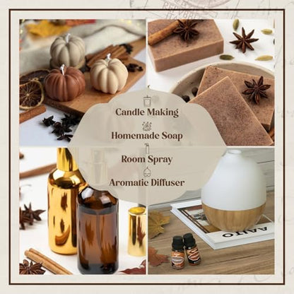ARVIDSSON Autumn Spice Essential Oils Set, Fall Essential Oil for Diffuser - Cinnamon, Pumpkin Pie, Harvest Spice, Apple Cider, Gingerbread, Snickerdoodle, Cozy Fragrance Oils - color: Brown