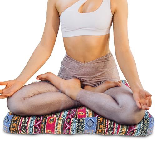 Meditation Floor Pillow, Bohemian Meditation Cushion Meditation Mat, Large Pillows Seating for Adults, Tufted Corduroy Floor Cushion Indian Floor Pillows for Tatami Living Room