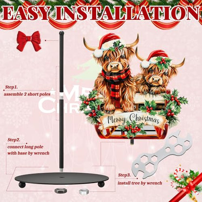 Christmas Highland Cow Paper Towel Holder with Round Base | Rustic Bathroom Countertop Decor, Festive Dispenser for Toilet Home Accessories, Holiday Organizer with Stable Base Design - style: Christmas Highland Cow