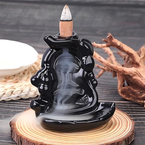 Waterfall Backflow Incense Burner Ceramic Incense Holder Incense Cone Holder Fountain Aromatherapy Home Decor Office Gifts(Calabash) - color: Gourd Backflow Incense Burner
