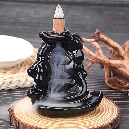 Waterfall Backflow Incense Burner Ceramic Incense Holder Incense Cone Holder Fountain Aromatherapy Home Decor Office Gifts(Calabash) - color: Gourd Backflow Incense Burner