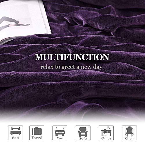 NANPiper Sherpa Blanket - Twin Size Thick Velvet Plush Reversible Bed Blanket for Winter - Purple (60"x80") - color: Purple, size: Twin