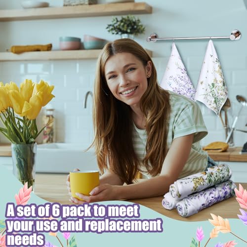 Redbaker 6 Pcs Wildflower Kitchen Towels Floral Butterfly Dish Cloth Set | Botanical Dish Towel Set, Lavender Sunflower Daisy Design, Hand Towels for Kitchen Decor, Quick Drying, Housewarming Gift - style: Flower