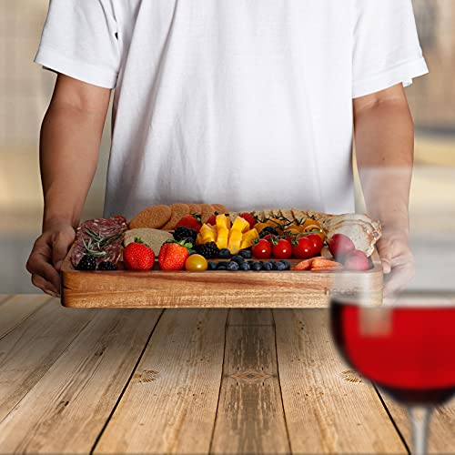 hecef Cheese Board Set Acacia Wood - Large Charcuterie Board with Stainless Steel Knife Set, Thick Wooden Server - Fancy House Warming, Birthday Choice for Gourmets, Feast, Cheese Serving - style: with Drawer-White