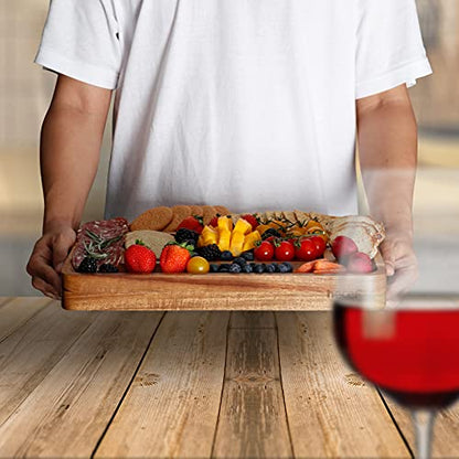 hecef Cheese Board Set Acacia Wood - Large Charcuterie Board with Stainless Steel Knife Set, Thick Wooden Server - Fancy House Warming, Birthday Choice for Gourmets, Feast, Cheese Serving - style: with Drawer-White