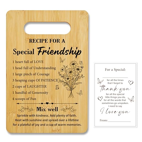 Friendship Gifts for Women, Ricepe Bamboo Cutting Board, Charcuterie Board for Kitchen Decor, Birthday Christmas Gift For Best Friends, Bestie, BFF -12 - color: Friendship