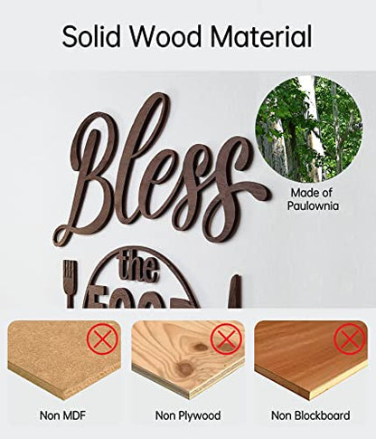 DecorSmart Wood Farmhouse Kitchen Wall Decor Decorations Dining Room Wall Decor Kitchen Signs Quotes Bless The Food Modern Farmhouse Style 129