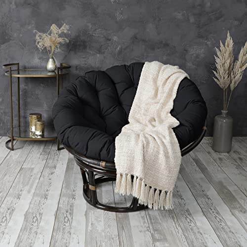 Sorra Home Tufted Papasan Cushion - Bucket & Moon Chair Comfy Round Cushion - Floor Pillow with Plush Foam for Indoor Furniture (Frame Not Included) - Black (44" x 44" x 4") - color: Black, size: 44 in x 44 in x 4 in