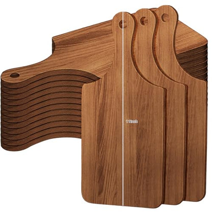 Zubebe 12 Pcs 11 x 5 Inch Acacia Wood Cutting Board with Handle | Charcuterie Board for Laser Engraving, Serving Chopping Board with Handle for Wedding Housewarming Mom Christmas Gift - size: 11"L x 5"W