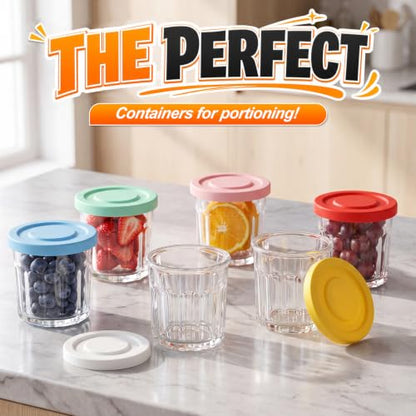 Suclain Glass Cups with Lids Set of 6, 13.5 oz Clear Coffee Cups,Colorful | Thick Drinking Glasses, Heavy Duty Tumblers with Leak Proof Lids, Glassware for Cold Drinks, Iced Coffee Yogurt Overnight - color: Colorful