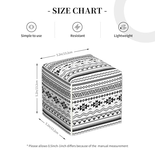 Boho Black White Geometric Tissue Box Cover Square,Abstract Tribal Symbol Tissue Box Holder Waterproof Leather Facial Paper Organizer Dispenser for Bathroom Home Car Nightstand Vanity Desk - color: Color-7