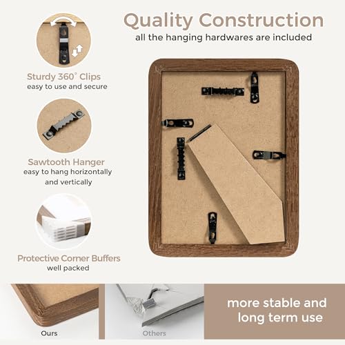 5x7 Solid Oak Wood Photo Frame | 5x7 Picture Frame With Mat For 4x6 | Plexiglas And Hanging Hardware Included | Walnut Wood (1 Pack) - color: Walnut, size: 5''x7''-1P