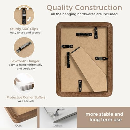 5x7 Solid Oak Wood Photo Frame | 5x7 Picture Frame With Mat For 4x6 | Plexiglas And Hanging Hardware Included | Walnut Wood (1 Pack) - color: Walnut, size: 5''x7''-1P