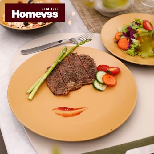 Stoneware Two-Tone Colors Life Dinner Set 12pc Set, Outside Shiny Black + Inside Matte Curry - color: Curry, size: 12pc Set