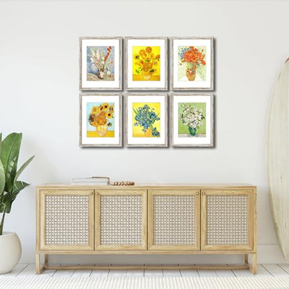 Rustic Distressed Retro Style White Frame 11x14 Picture Frame Set of 6 with Real Glass for Pictures 8x10 with Mat or 11x14 Without Mat, Wall Gallery or Tabletop display - size: 11x14(set of 6)