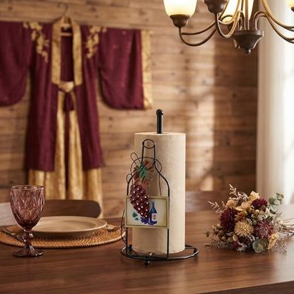 GUANYANG Wine Bottle Shaped Metal Paper Towel Holder, 18x18x35cm Waterproof Large Capacity Space Saving Countertop Paper Towel Dispenser for Farmhouse Kitchen Decor Wine Bar Accessories