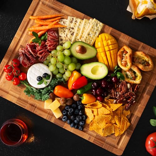 Extra Large Bamboo Wooden Cutting Board Wood Cutting Boards for Kitchen | Non Slip, Non Toxic, Butcher Block, Best Cutting Board, Must Haves, Kitchen Essentials Accessories, House Warming Decor - size: 20*15in